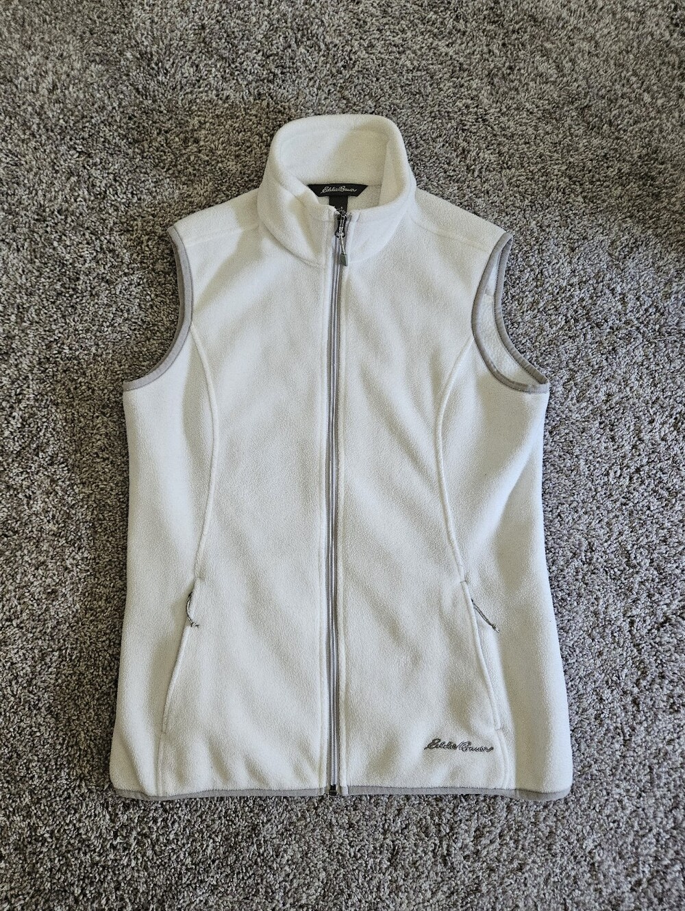 Eddie Bauer White Fleece Zip Vest Small